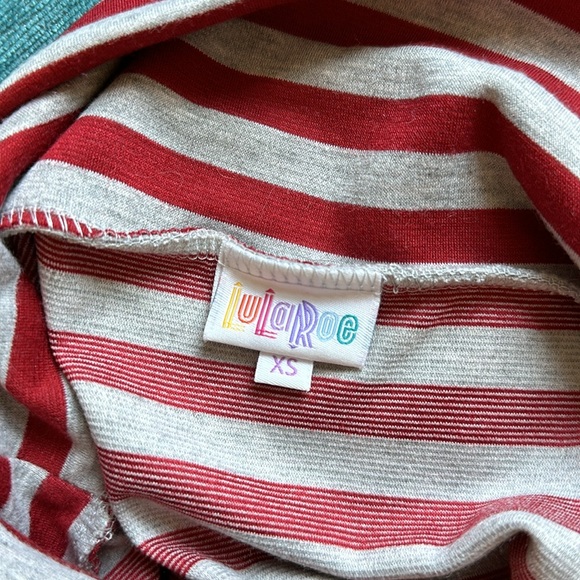 LuLaRoe Red/Gray Striped Cassie Pencil Skirt (XS) - Picture 6 of 6